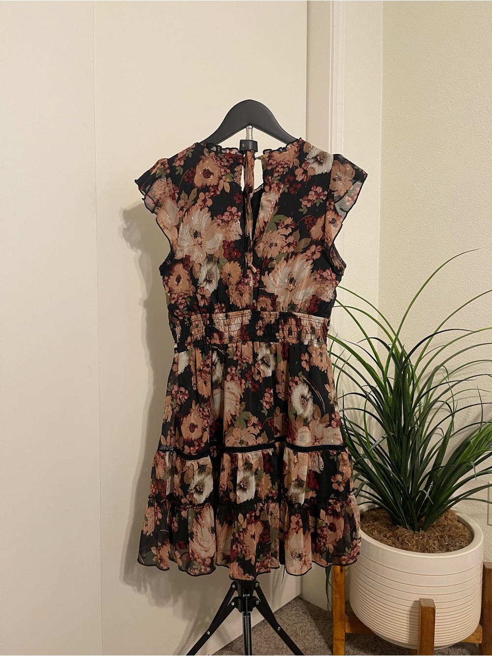 Trixxi Black Floral Ruffle Short Dress - Picture 2 of 4